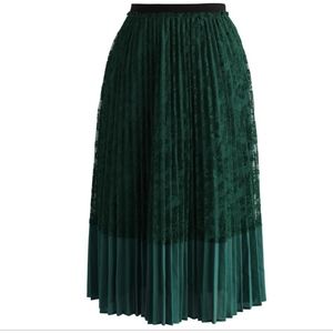 Grace Skirts - Lace the Grace Pleated Skirt in Emerald Green Grace Skirts - Lace the Grace Pleated Skirt in Emerald Green